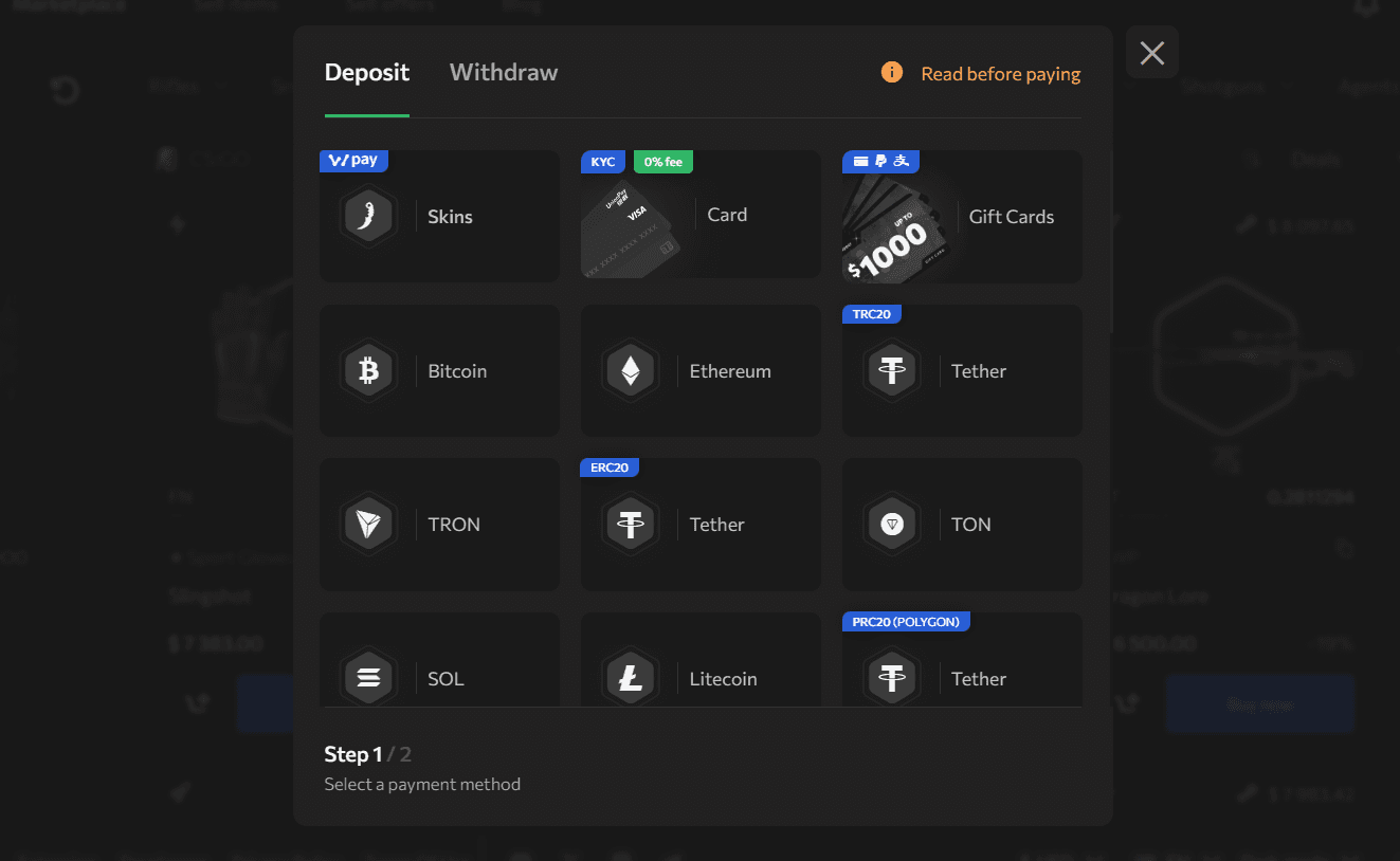 WAXpeer Deposit Section